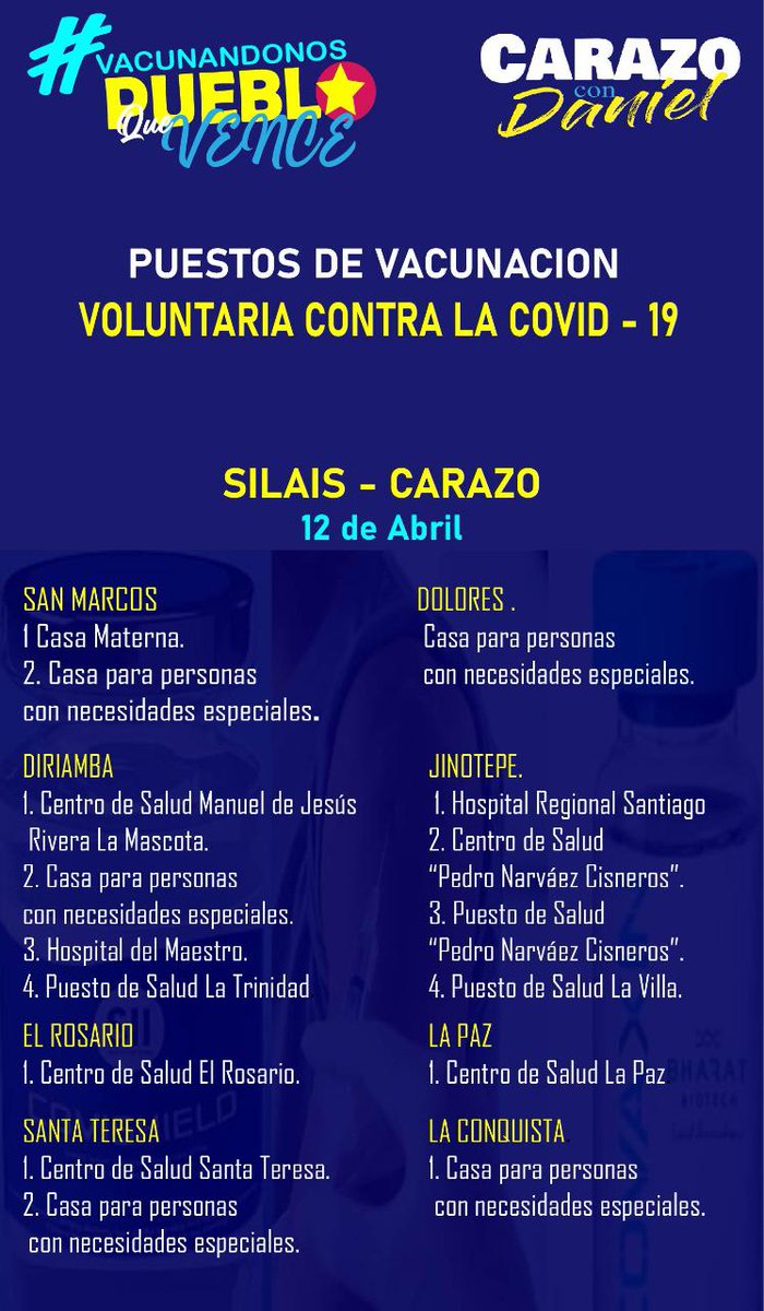 edwinlopez150's tweet photo. Carazo, Nicaragua, a vacunarse
@taniasandinista 
@FloryCantoX 
@ReDFSLN 
@Jarquinkta_91 
@lea5gonzal 
@jonyqv 
@JonathanRiveraE https://t.co/YbaTnRbr0e