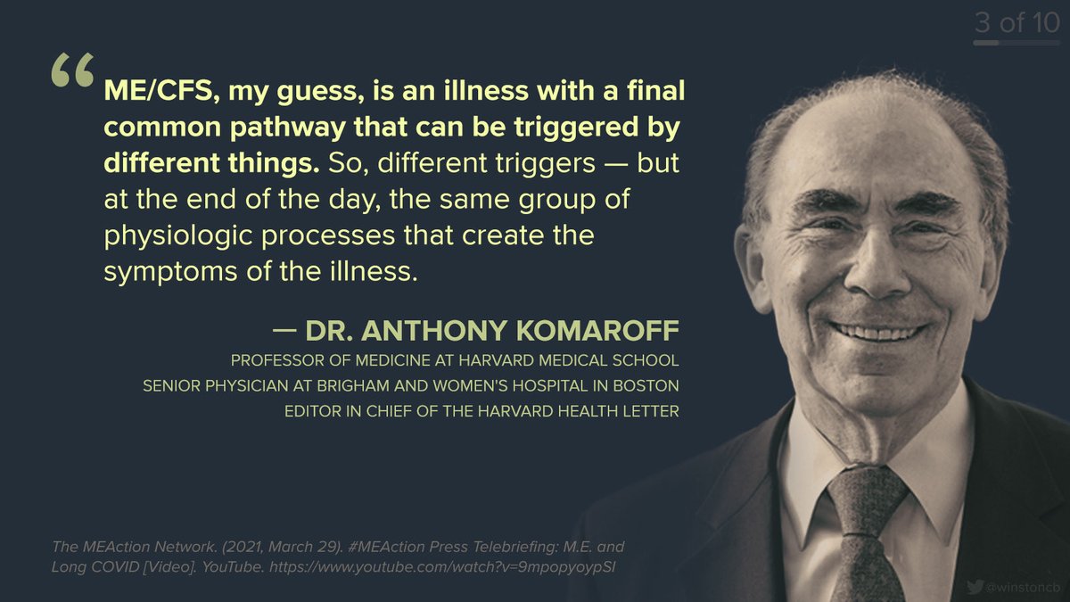 3/ Komaroff proposes that  #MECFS is an illness “with a final common pathway that can be triggered by different things".