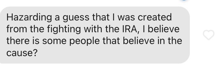 Oh my god it’s got to be written in the English history school books that the IRA caused partition and the Troubles because EVERY person is saying this