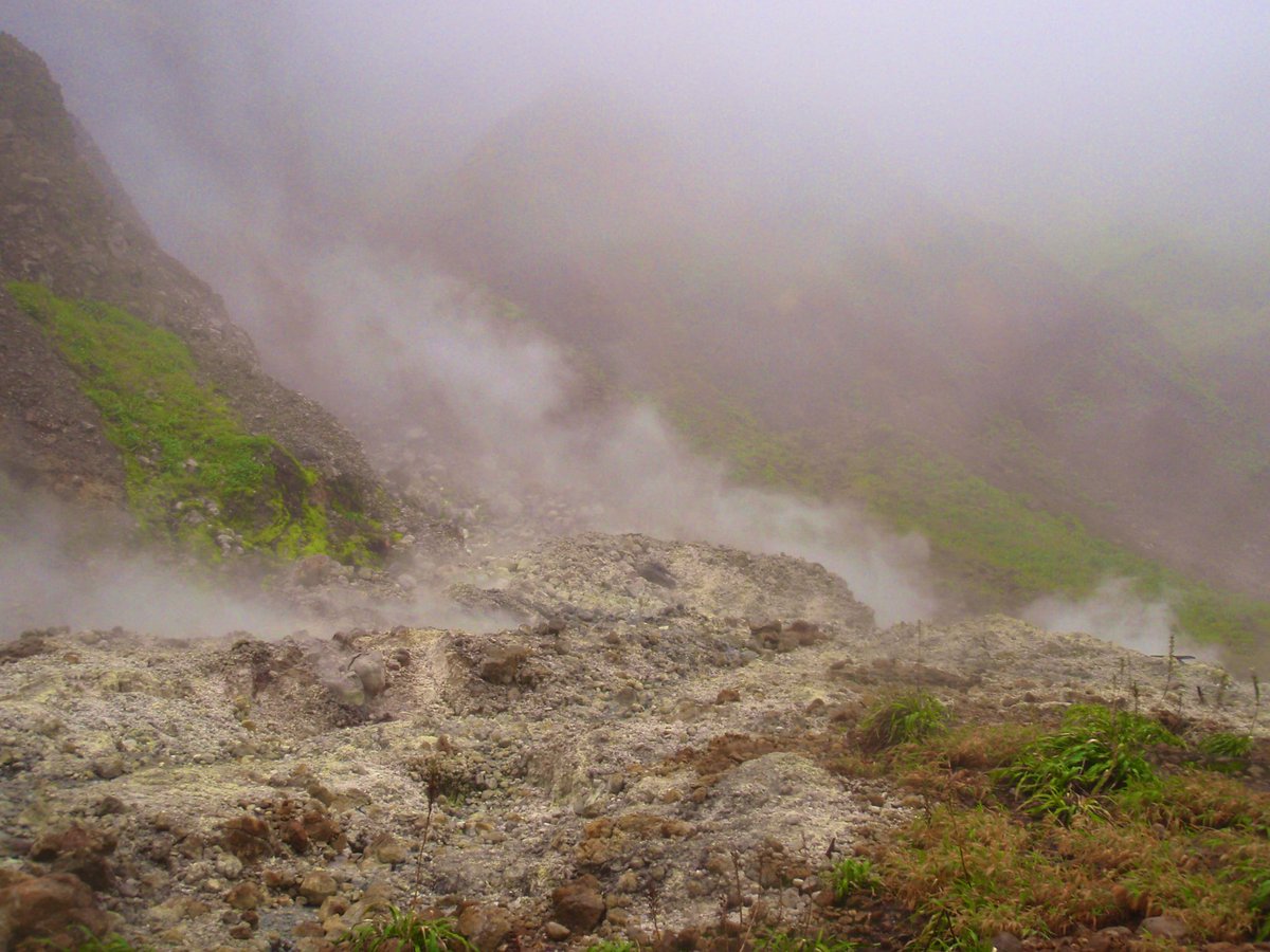 Nestled in the valleys between Morne Watt, Morne Nicholas and Morne Macaque is this quirky gem of nature. Juxtaposed to the lush forest canopies surrounding it is a land littered with sulfur deposits, fumeroles and barren patches of earth where nothing seems to grow