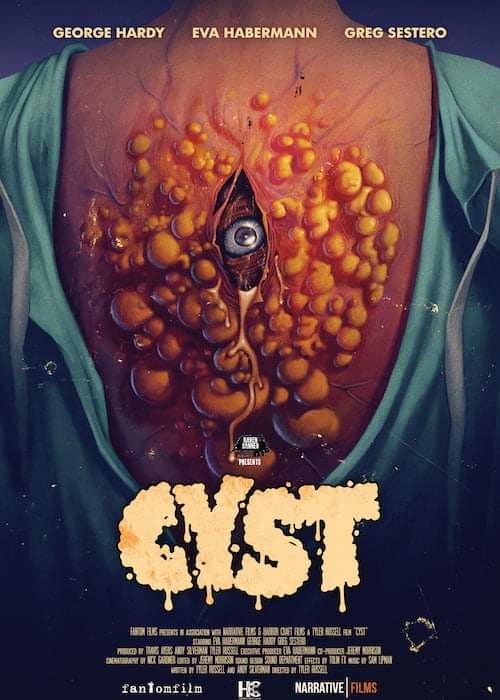 So managed to catch Cyst today as part of delayed Shockdown Saturday by <a href="/SohoHorrorFest/">Soho Horror Film Festival</a>  A mad doctor accidentally creates a giant man eating cyst. This doesn't take itself seriously at all and the gore and effects are well done. it's disgustingly good, splattery fun! <a href="/CYSTMovie/">CYST</a>