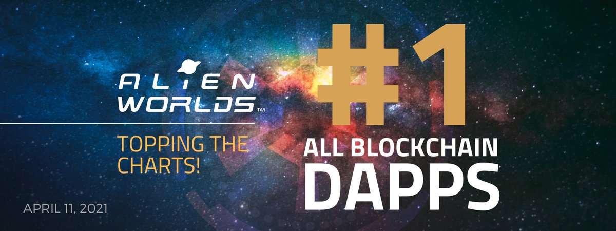 Alien Worlds is #1 on DappRadar!
dappradar.com/rankings
play.alienworlds.io