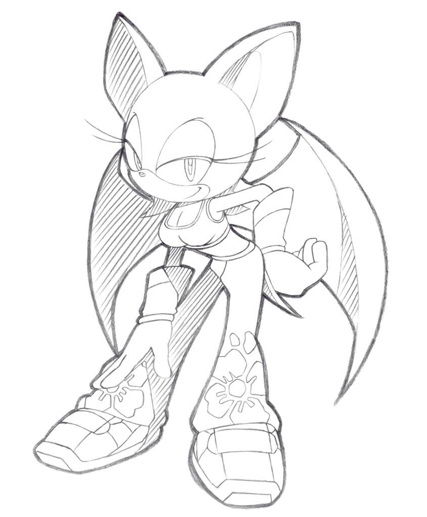Rouge The Bat sketch layer artwork, from 'Sonic Riders'. 