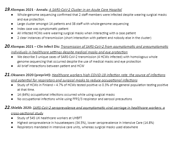 For those who are still unconvinced, see attached for the full list of references used by  @kprather88.Read the papers. If you have a rebuttal, let's engage on the merits.WHY isn't it prudent to give all frontline workers respirators? The answer isn't acne.. what is it??end/