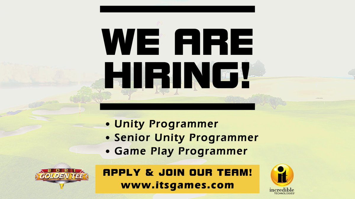 GoldenTee's tweet image. Looking for a job in the gaming community? We are looking for programmers to join our team! Apply online at bit.ly/2PIlrJR