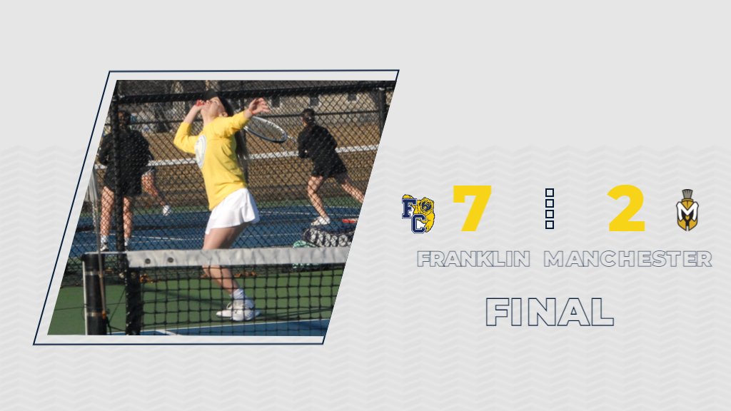 Franklin Grizzlies (@fcgrizathletics) on Twitter photo WTEN | #TeamGriz wins! <a href="/FCGrizWTen/">Franklin College Women's Tennis</a> picks up their first HCAC win of the spring with a 7-2 victory against Manchester on Sunday. Terhune, Fedor, Rund & Harmon all collected two wins for FC.
Next up, a Tuesday afternoon home match with Ohio Christian. WTEN | #TeamGriz wins! <a href="/FCGrizWTen/">Franklin College Women's Tennis</a> picks up their first HCAC win of the spring with a 7-2 victory against Manchester on Sunday. Terhune, Fedor, Rund & Harmon all collected two wins for FC.
Next up, a Tuesday afternoon home match with Ohio Christian.