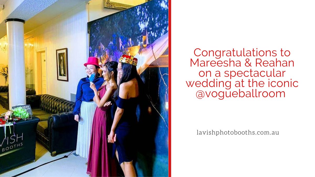 WillVines187's tweet photo. Congratulations to Mareesha & Reahan on a spectacular wedding at the iconic @vogueballroom
#LavishPhotoBooths #photobooth #photoboothservice #photography #photoboothhiremelbourne #wedding #PhotoOfTheDay https://t.co/i6CSUQEYPQ