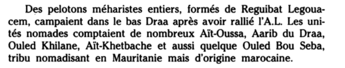 Les fameux Méharistes qui ont combattus à Oum El 3achar étaient tous d'origines marocaines. Les seules "algériens" sur place étaient la confédération châamba soumis aux français pour détrousser les résistants reguibat