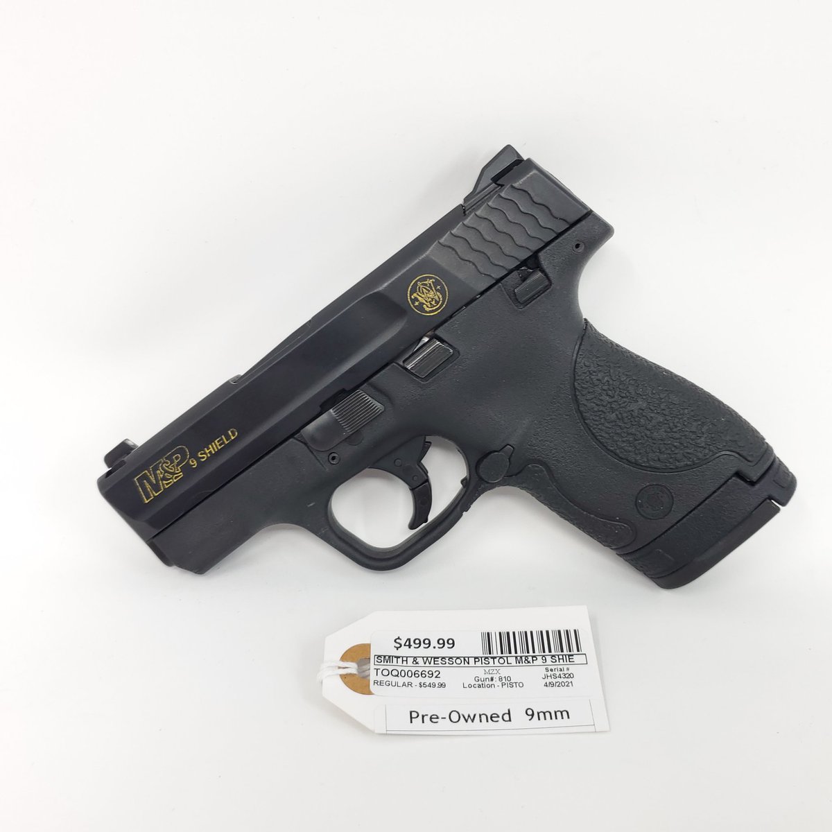 TopGunPawn's tweet photo. [9mm] M&amp;P 9 Shield by Smith &amp; Wesson!
•
Condition: Pre-Owned
Type: Pistol
Caliber: 9mm
Capacity: 8+1
Extras: 2 Magazines (8+1 &amp; 7+1), Safety Features, and Gun Lock!
#smithandwesson #mp9shield #9shield #mandpshield #9mmpistol #9mm #pistol #pewpewpew https://t.co/yrTYsfLm8f