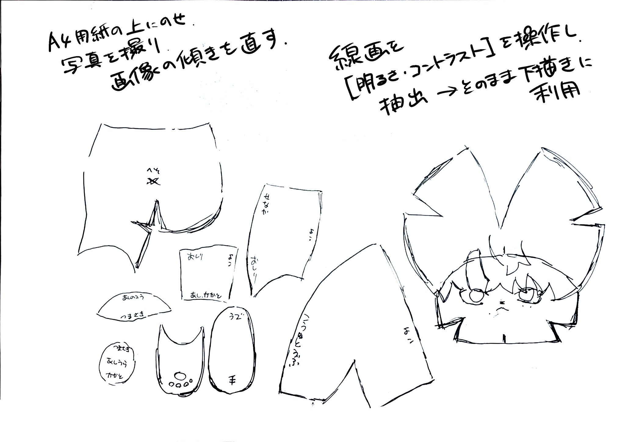 Twitter 上的 まろまゆ ぬいぐるみの原型と型紙の作り方 4枚目 左右対称のパーツは対称定規を使いサクッと描きます T Co Ainvtzq5vb Twitter