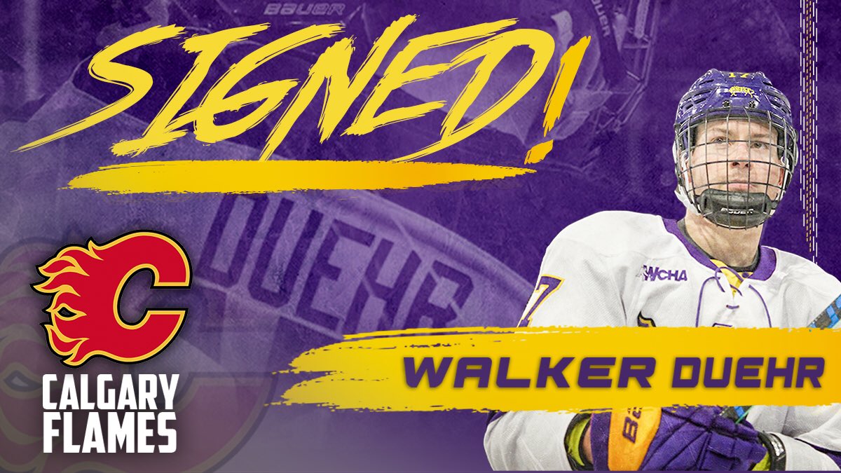 SIGNED! 🖋

Walker Duehr has signed a two-year entry level contract with the <a href="/NHLFlames/">Calgary Flames</a>! #HornsUp😈