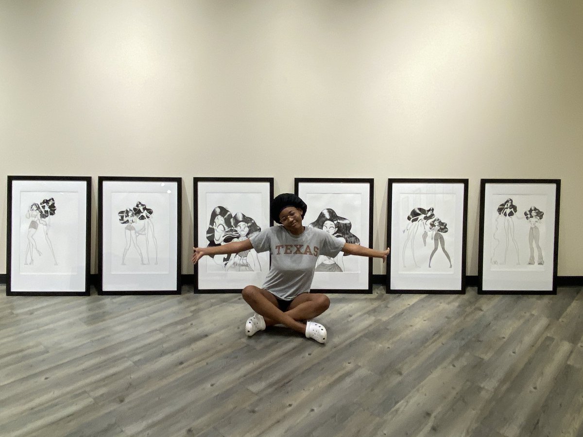 HzZellner's tweet photo. it’s 1 AM, and i stayed up until 6 AM the other night prepping these pieces for framing so excuse me for looking rough but for my first time doing this by myself...i’m proud asf of ME. ✨✨✨ https://t.co/uPiCubUov1