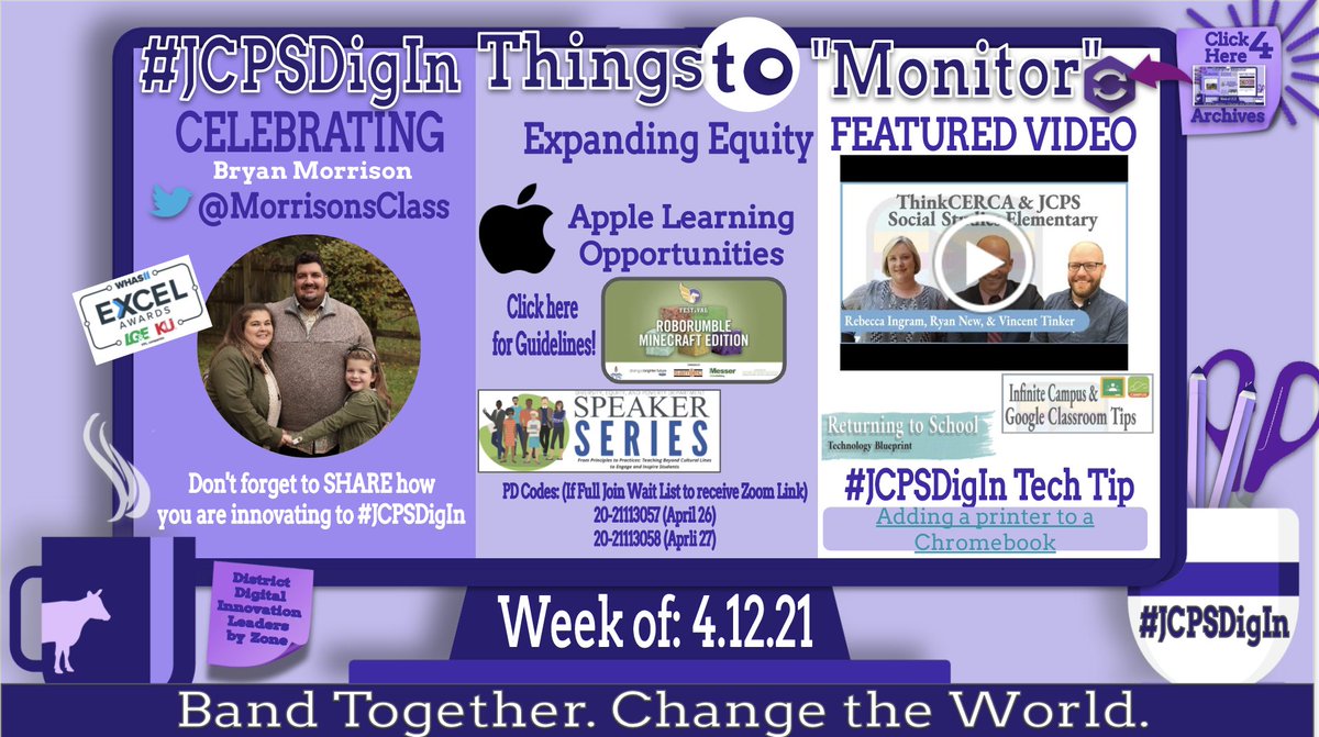 JCPSDigIn's tweet image. Happy Monday @JCPSKY! 

We want to celebrate the Excel winner, @MorrisonsClass from @MedoraElem, we are beyond proud of your hard work and dedication Bryan! 🎉🎉

Catch up and register for some @AppleEDU PD while you&apos;re at it! 💜

#JCPSDigIn #WeAreJCPS #JCPSreturn