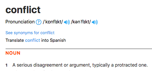 35. I’m not sure I like the term good conflict/healthy conflict either. Conflict is defined as: “a serious disagreement or argument, typically a protracted one.”Words like conflict, disagreement, and argument all have negative, adversarial connotations. https://www.lexico.com/definition/Conflict