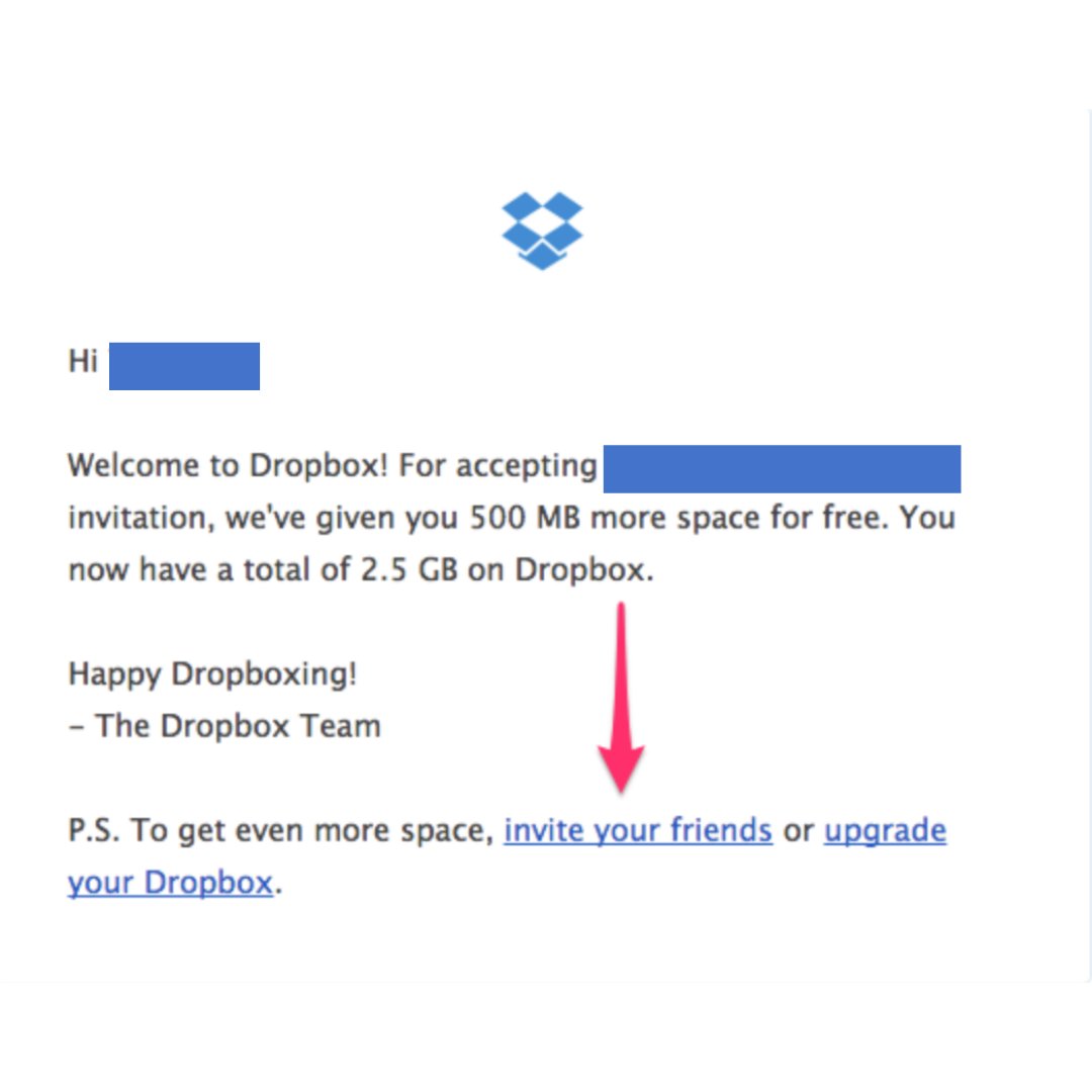 6. Continue The Loop With RecursionThis is one of my favorite moves by Dropbox.Every time you referred a friend and they signed up, Dropbox would send you a “successful referral” email.It would tell you congrats and about your additional free space.