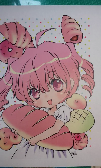 本日パンの日!
昔小学校のバザーのパン売り場のポスター用に描いたというか、描かされたイラスト!PTA役員免除の条件で描いたのに結局しっかり役員やらされました笑 