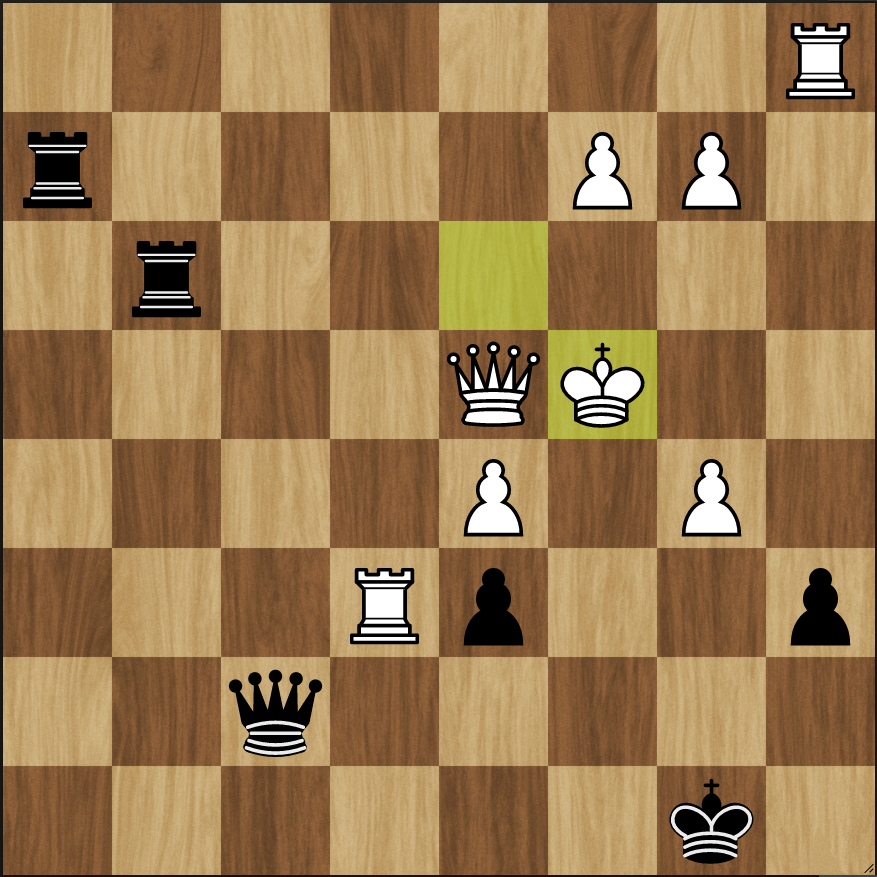 Black to move and win. All other moves lose on the spot.