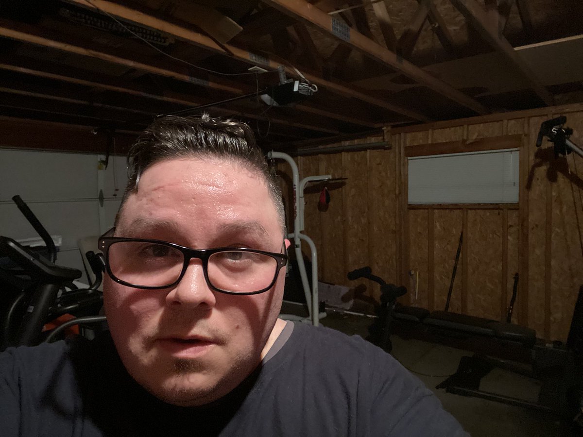 OnAirCartman's tweet photo. #AccountabilityUpdate: I really got up and moved in the second half of the day. Didn’t feel great at the start of it. Was feeling run down. However, got a nice long walk in with the wifey and doggo. After, I hit the #HomeGym in the garage. Ran just over a mile and did squats. https://t.co/DwGzC8Kbnk