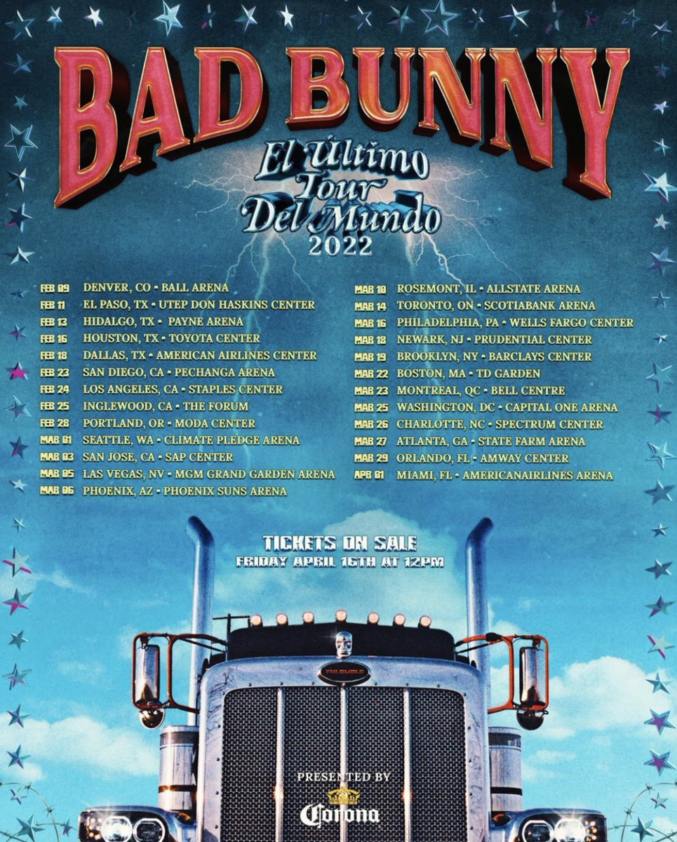 🤍➆ on Twitter: "BAD BUNNY JUST ANNOUNCED HIS TOUR DATES FOR 2022 🔥… "