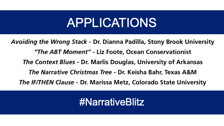 Here's the agenda for the Narrative Blitz. Four half hour blocks featuring 5 speakers each with live Q&A, followed by an ABT Build by  @ABTagenda Post your questions here for us & use  #NarrativeBlitzWed 4/14, 11:00 am - 1:30 pm (PDT)Register FREE here:  https://www.eventbrite.com/e/the-national-park-service-presents-the-narrative-blitz-tickets-144714162957