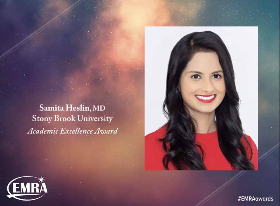 Stony Brook EM (@stonybrookem) on Twitter photo Congrats to our Chief Resident <a href="/SamitaHeslin/">Samita Heslin</a> on her Academic Excellence Award from <a href="/emresidents/">emresidents</a> ! Congrats to our Chief Resident <a href="/SamitaHeslin/">Samita Heslin</a> on her Academic Excellence Award from <a href="/emresidents/">emresidents</a> !