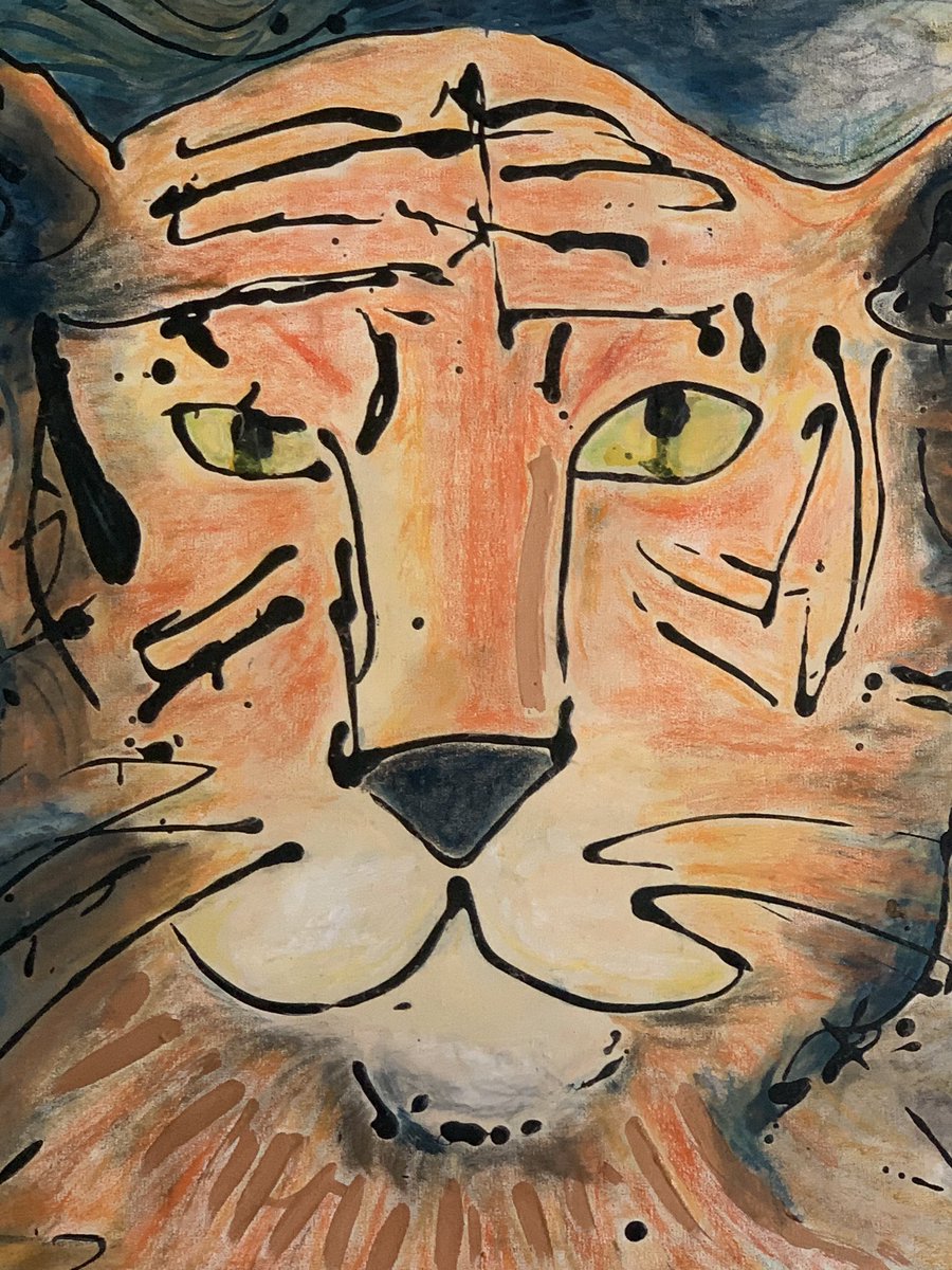 salenaibak's tweet photo. @rimau_ngo I see this everyday on the wall of my house. Part of a larger mixed media piece. #tagatiger #caririmau https://t.co/5nJENDVLmv