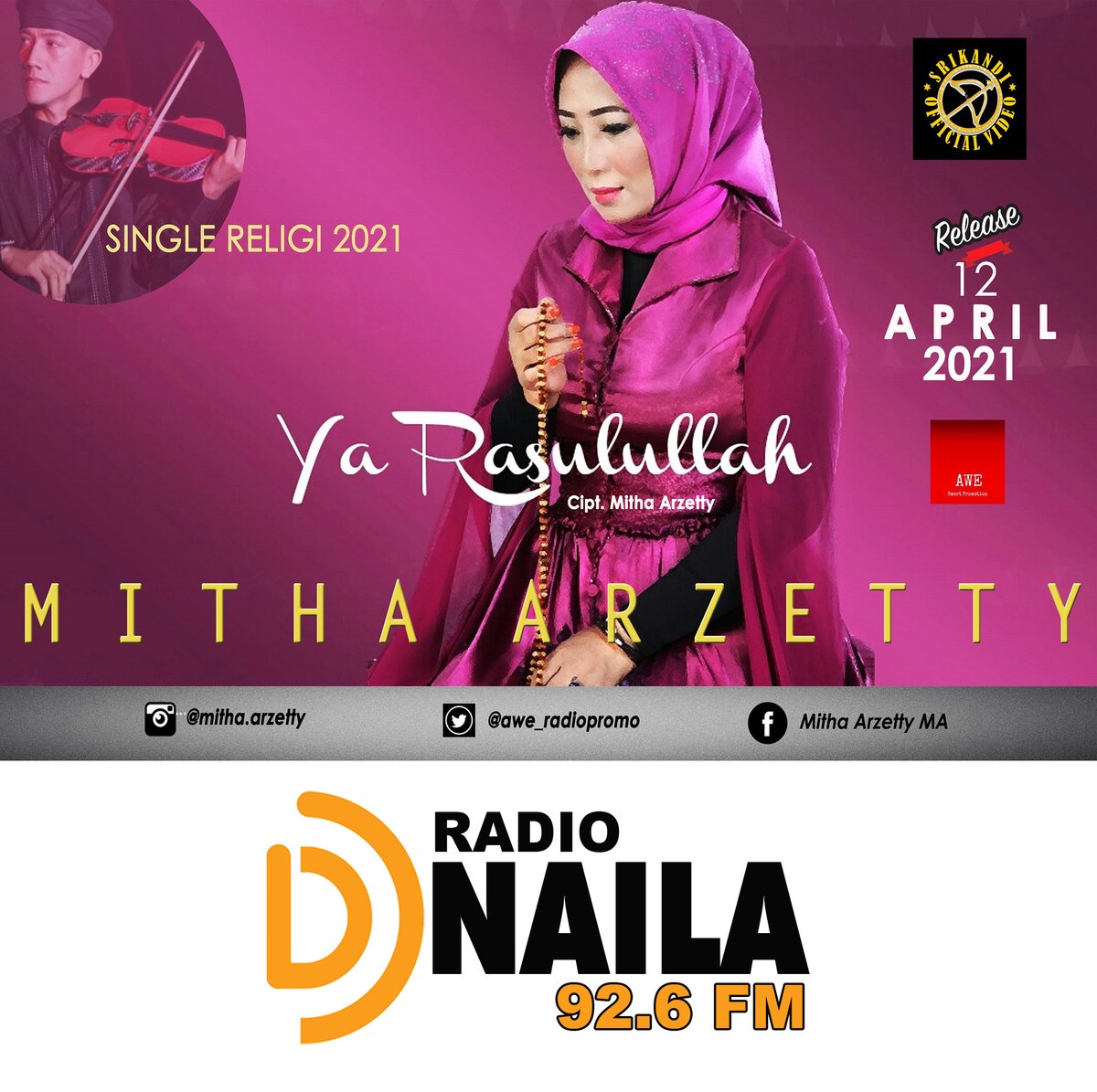 PEMUTARAN PERDANA 
Serentak di radio2 Se-indonesia
Senin, 12 April 2021

MITHA ARZETTY - YA RASULULLAH

Penyanyi : Mitha Arzetty 
Judul : Ya Rasululah
Ciptaan : Mitha Arzetty

<a href="/aWe_Radiopromo/">AWe Smart Promotion</a>