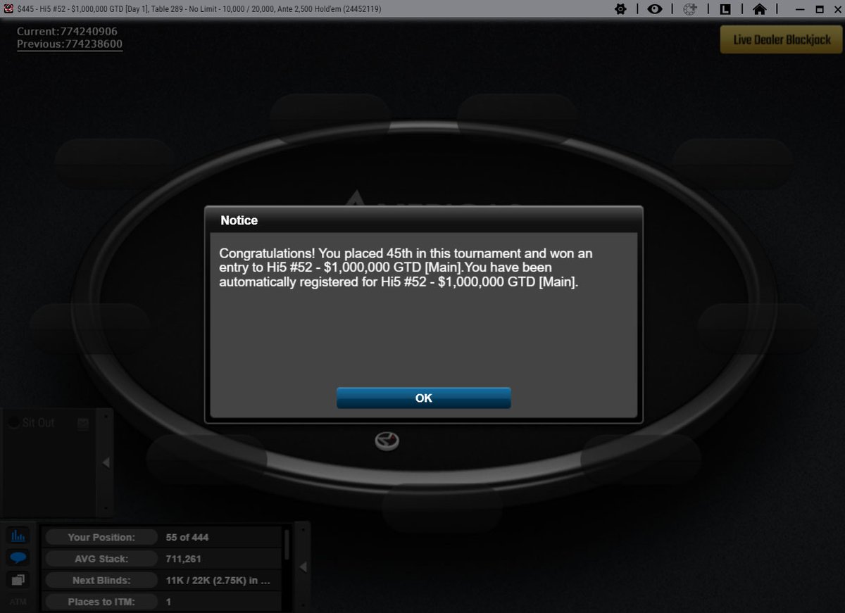 VanessaKade's tweet photo. Going into Day 2 with 70bb, just sayin...

RT the original tweet below to get a chance to win 5% of my profit if I hit the Final Table 👇👇👇👇

Maybe giving away thousands, maybe $0

@ACR_POKER https://t.co/c39BHYnDVA