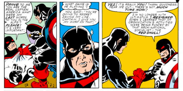 Steve Rogers teams up with Battlestar to rescue John Walker, who's completely catatonic at this point.