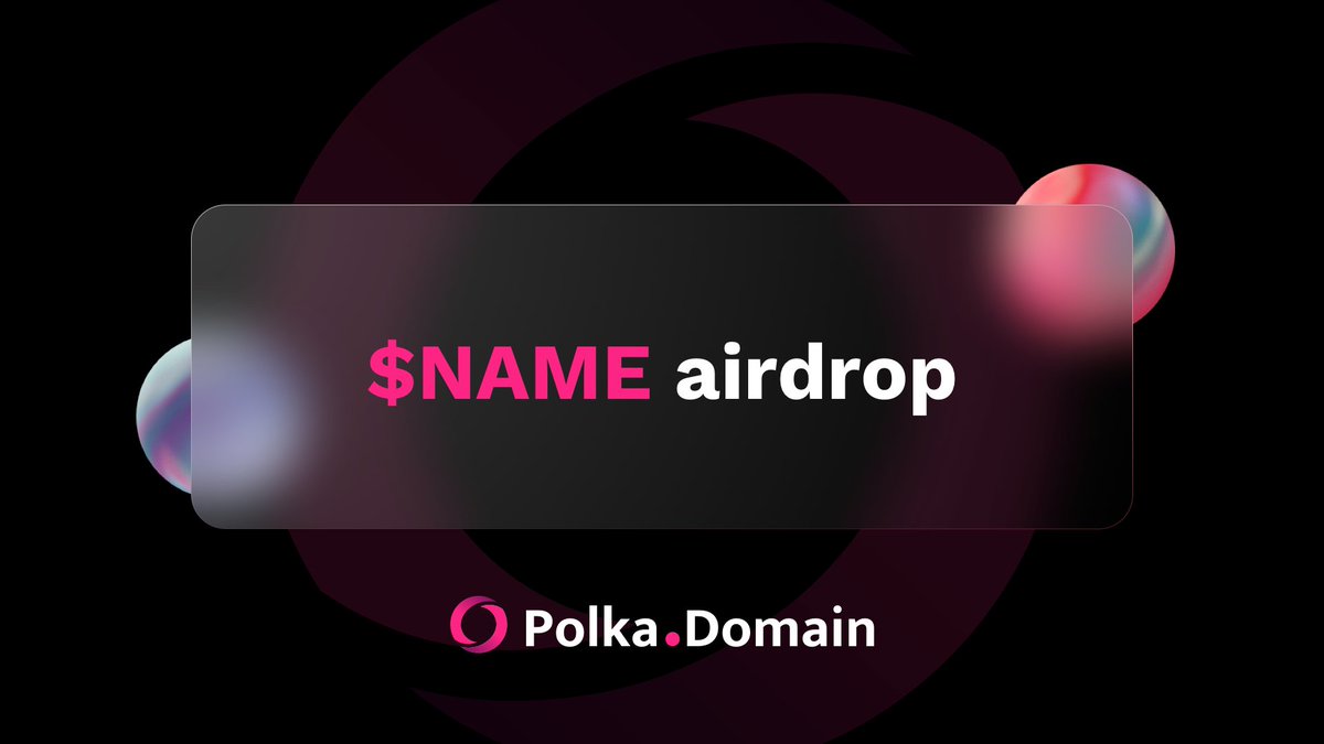 $NAME Airdrop <a href="/polkadomain/">Polka.Domain</a> 
Details:
polkadomain.medium.com/name-airdrop-4…