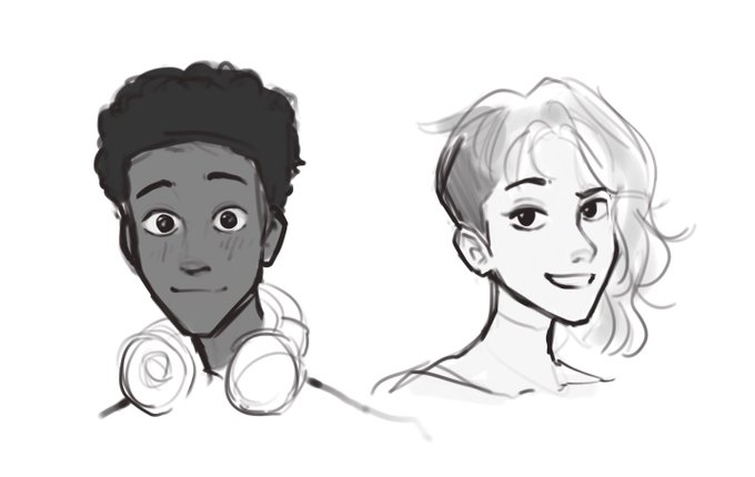 have some spiderverse headshot doodles from a while ago :') 