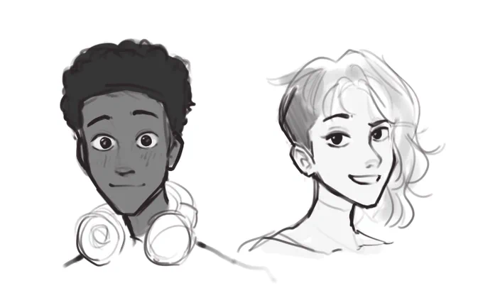 have some spiderverse headshot doodles from a while ago :') 