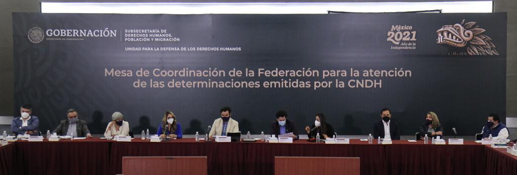 La <a href="/SEGOB_mx/">Gobernación</a>, a través de la Unidad para la Defensa de los Derechos Humanos, llevó a cabo la segunda edición de la Mesa de Coordinación de la Federación para la atención de las determinaciones emitidas por <a href="/CNDH/">CNDH en México</a> 
gob.mx/segob/prensa/s…