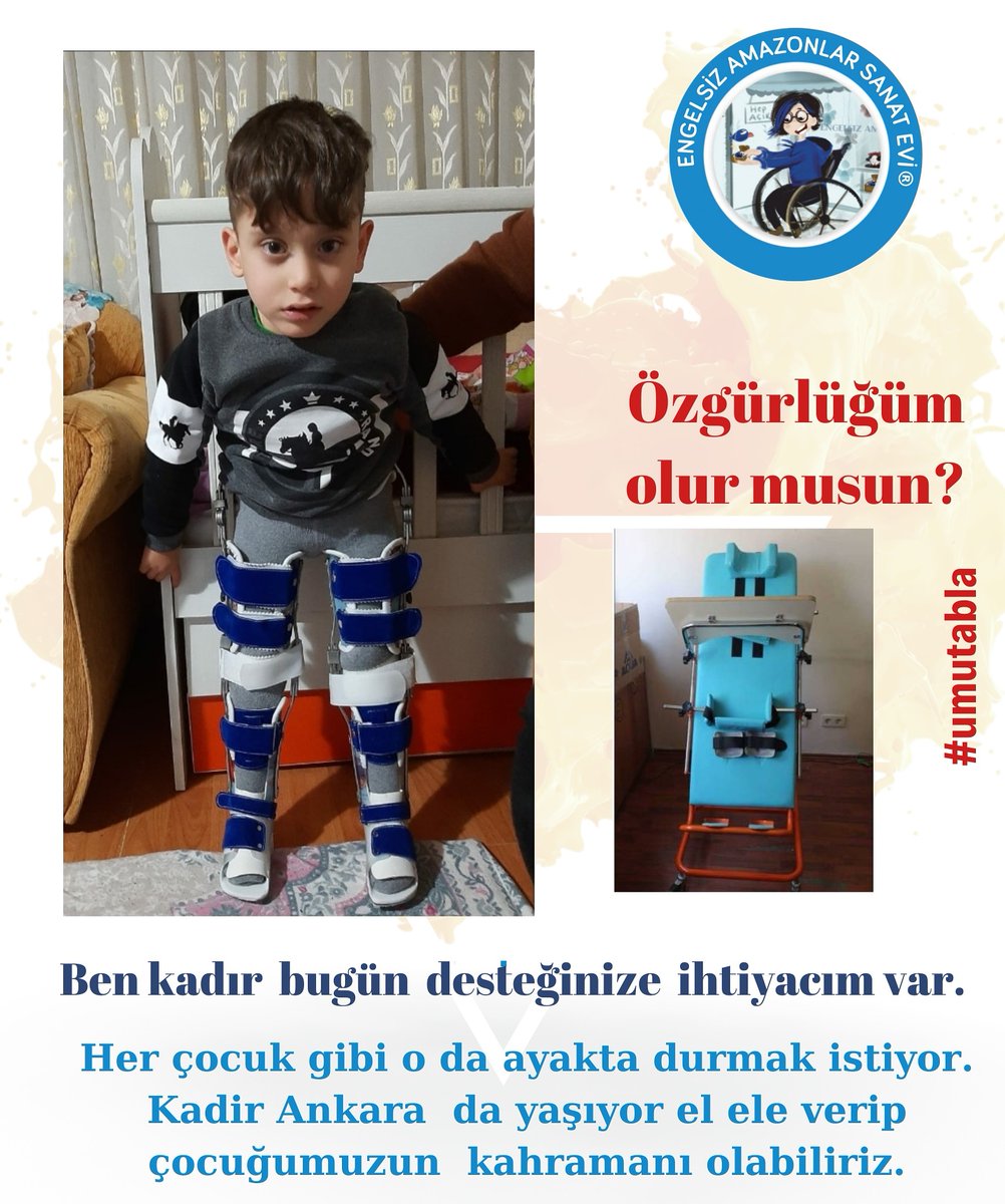 Kadir'in umudu olmaya ayakta durması için  elinden tutmaya var mısın?
Not; engelsizamazonlar.com  sitemizden alacağız  her bir ürün  (oyuncak  veya mum)  kadir'in hayallerine ortak olacak. 
Mus mutlu haftalar dileriz
#engelsizamazonlar
#engelli
#destek