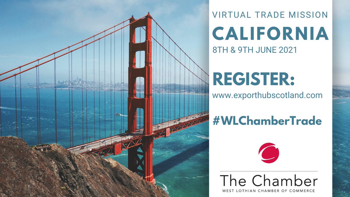 EdinTradeClub's tweet photo. This June, join @wl_chamber for a virtual trade mission to California, USA. Open to ALL Scottish Businesses. Connect your business through market awareness session and B2B meetings. More info: https://t.co/jeprlS7uZx  #WLChamberTrade #Newmarkets #Export #USA https://t.co/L7rgVSCKCt