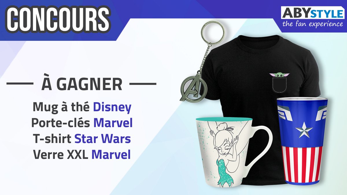 #Concours 🔥
Tentez de remporter 1 ensemble de produits dérivés <a href="/_ABYstyle/">ABYstyle</a>.
Au total 1 gagnant.
Pour participer :
✔️Follow <a href="/HypergamesA/">Hypergames Auchan</a>
✔️RT le tweet
TAS le 19/04 à 17h
👉bit.ly/3rg64Fi