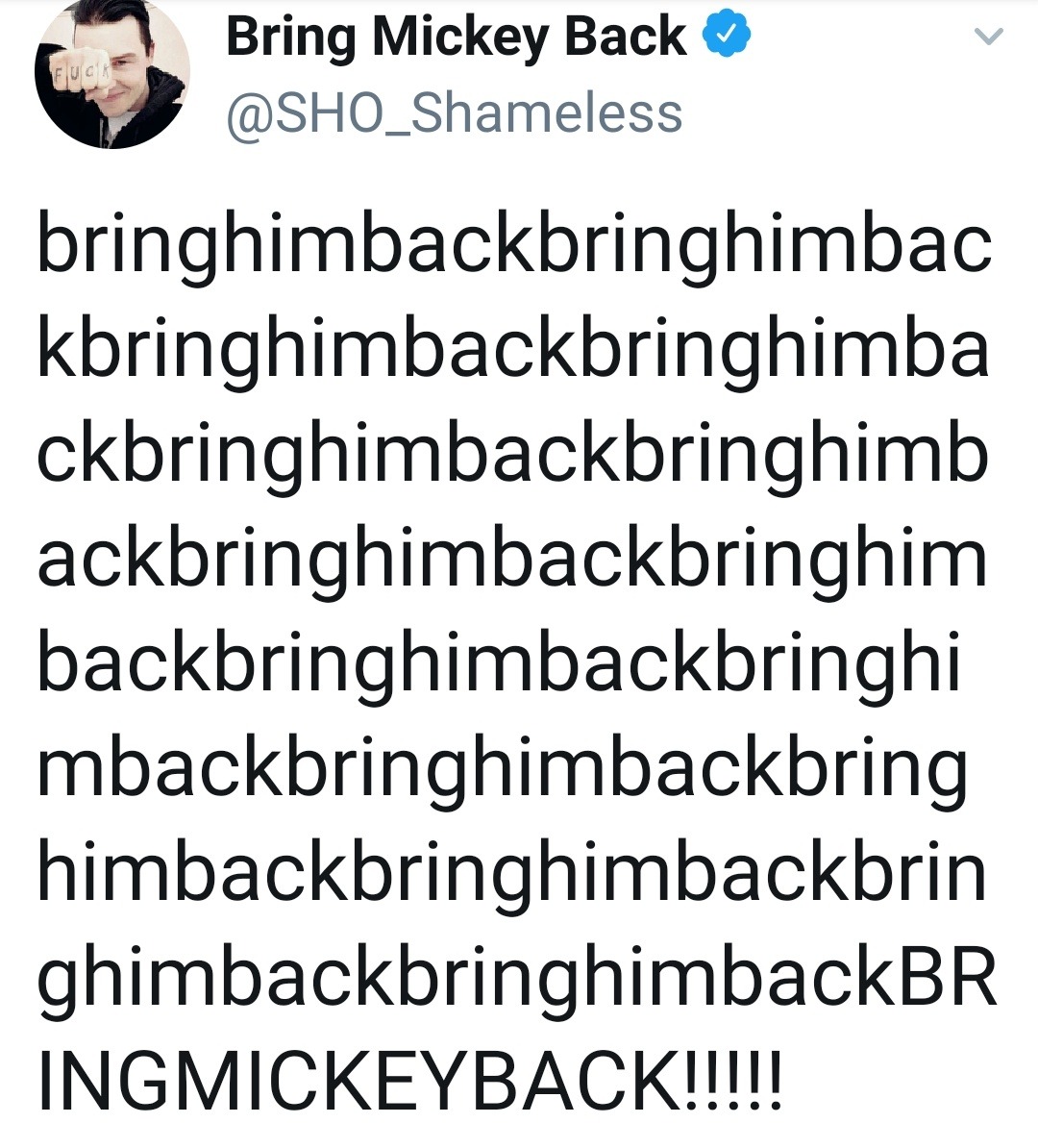 milkovichsly's tweet photo. #BringMickeyBack (RIP) e #Shameless entrò nei trends mondiali e i tweet senza senso del profilo hackerato si susseguivano nelle tl del mondo in tutto il loro immenso splendore https://t.co/6XEzEBJbBs