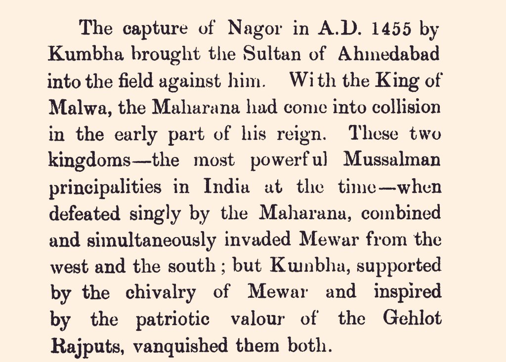 Even, Maharana Sanga's grandfather, the great Maharana Kumbha captured the Sultanate of Nagaur and defeated the Sultanates of Gujarat and Malwa. The Great Maharana Kumbha defeated the Sultan Mahmud khilji of Malwa who had a stronger force and greater number of horse archers.