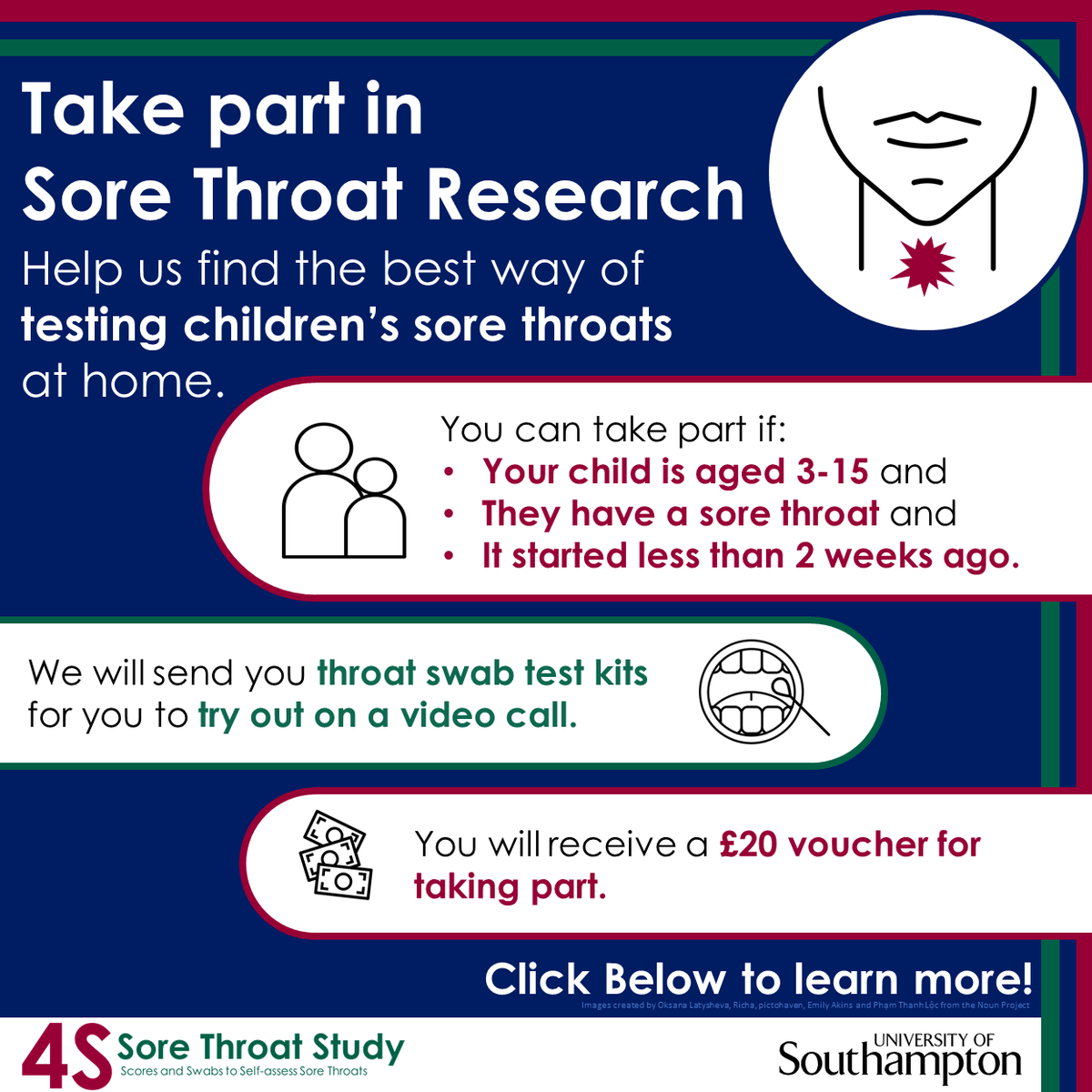 4S Sore Throat Study (@4ssorethroat) on Twitter photo Still looking for children to take part in our sore throat study - pleased to announce we've completed interviews with adult participants! For more information/sign up visit fours2.lifeguidewebsites.org RT please! <a href="/NIHRSPCR/">NIHR School for Primary Care Research</a> <a href="/UoS_PrimaryCare/">Primary Care Research Centre</a> <a href="/nickafrancis/">Nick Francis</a> <a href="/IngridMuller7/">Ingrid Muller</a> <a href="/NIHRtakepart/">Be Part of Research</a> Still looking for children to take part in our sore throat study - pleased to announce we've completed interviews with adult participants! For more information/sign up visit fours2.lifeguidewebsites.org RT please! <a href="/NIHRSPCR/">NIHR School for Primary Care Research</a> <a href="/UoS_PrimaryCare/">Primary Care Research Centre</a> <a href="/nickafrancis/">Nick Francis</a> <a href="/IngridMuller7/">Ingrid Muller</a> <a href="/NIHRtakepart/">Be Part of Research</a>