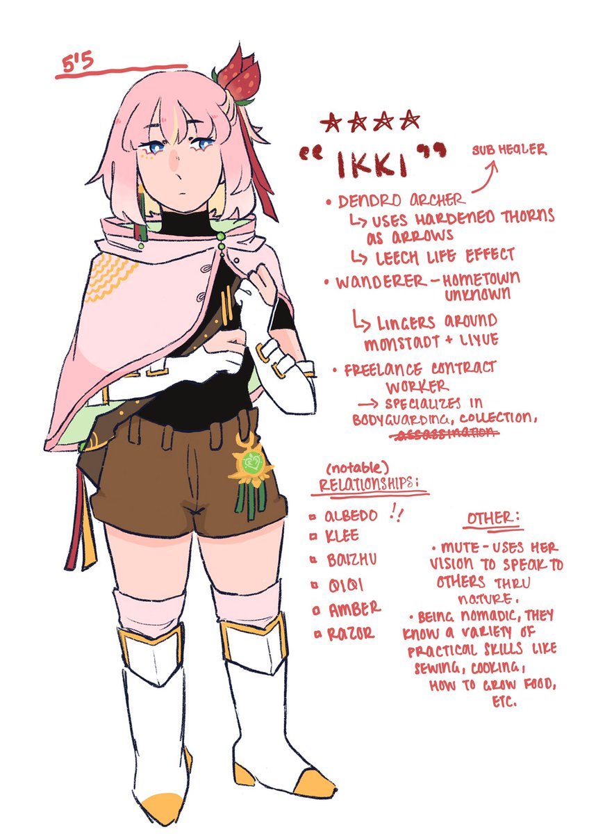 some light redesigning on my genshin oc but nothing spectacular -3- 