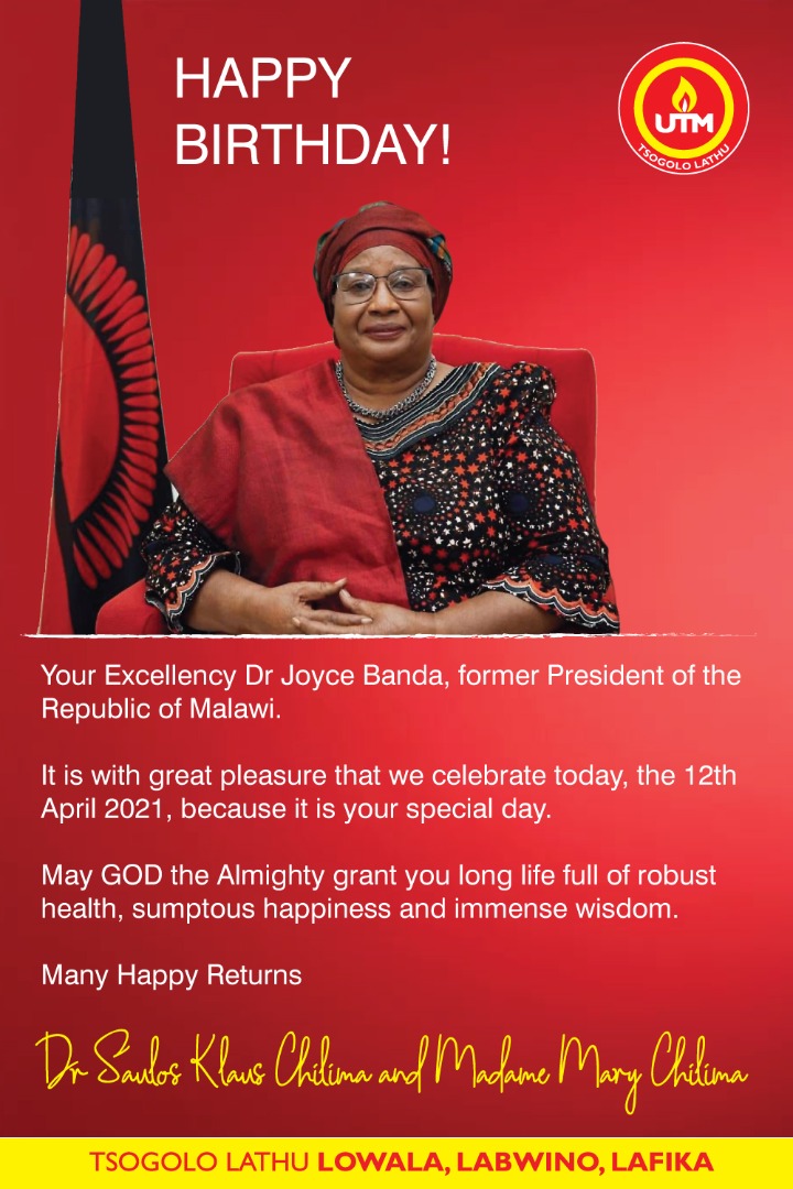 Happy birthday, Your Excellency Dr. Joyce Banda, former President of the Republic of Malawi. 