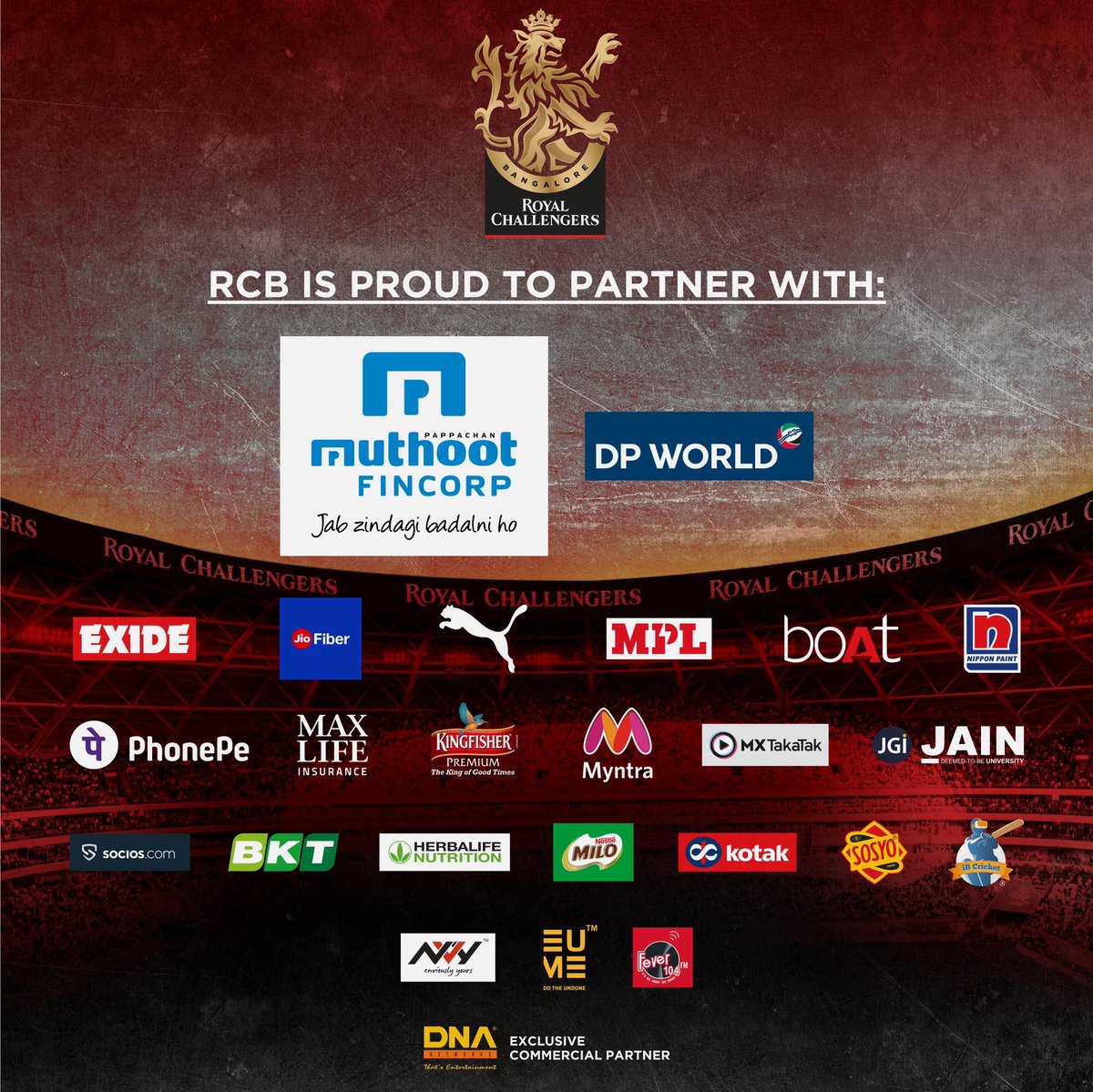 RCBTweets's tweet photo. Here’s welcoming all our commercial partners who help us #PlayBold this #IPL2021. 🙌🏻

#WeAreChallengers https://t.co/IEWQKObIYy