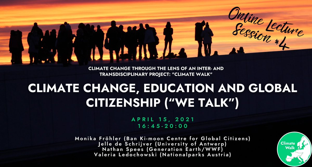 This week's #ClimateWalkLecture is about educational concerns, about how to inspire people to deal with the #ClimateCrisis and about how to make complex issues comprehensible. As always, you can join us via Zoom! More infos: climatewalk.eu/event/2021-04-… #climatechange #climateaction