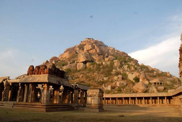 3) Many places mentioned in the Ramayana are visible to this day in Hampi-Anegundi- place where Rama shot arrows through a row of trees to demonstrate his prowess to Sugriva- place where Vali was shot by Rama- Cave in which Sugriva was hiding. - Matanga & Malyavantha Parvat