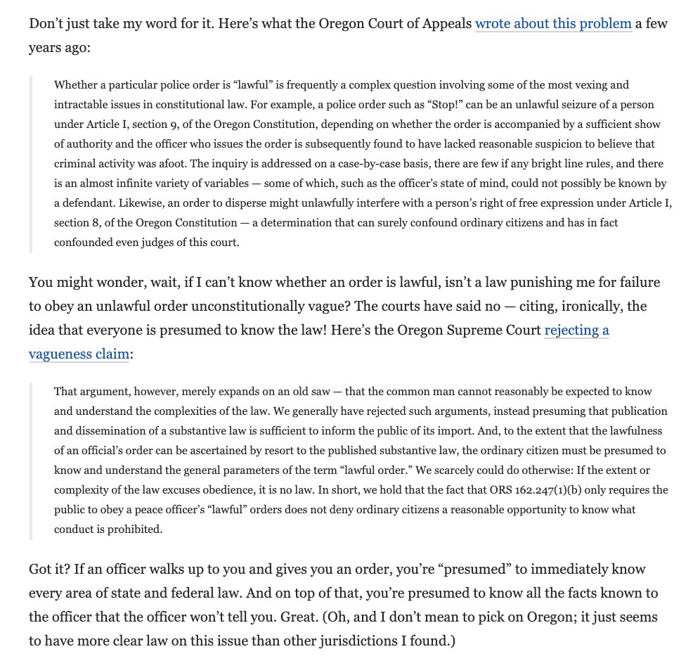 There's a lot to be said about the traffic stop of Lieutenant Caron Nazario, but one of them is that it makes this 2015 blog post unfortunately relevant again:"Sandra Bland and the 'Lawful Order’ Problem." (Given the paywall, I'll include screenshots.) https://www.washingtonpost.com/news/volokh-conspiracy/wp/2015/07/23/sandra-bland-and-the-lawful-order-problem/