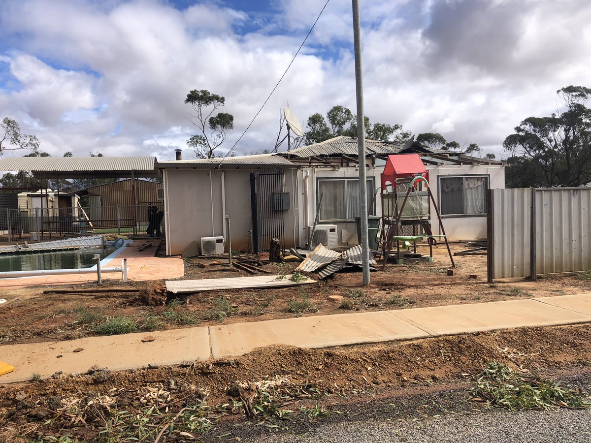 hirschirsch's tweet photo. Latham and PJ copped it hard. @telstra  towers need generators ASAP to start coordinating safe power and road cleanups. Not a powerline to be seen which isn’t damaged. these areas don’t have landlines either #tcseroja @ShaneLove_Moore https://t.co/2RKrRQJw3u