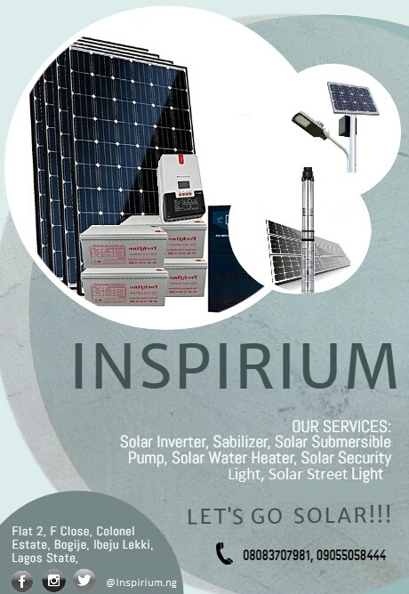 Inspiriumng's tweet photo. At Inspirium we provide alternative power supply at farm settlement through green energy design equipment to make the farm a very attractive profession
#solarlight
#solarwaterpump(surface/sub-immersive) Farm irrigation process and water availabilty
#solarcoldroom. https://t.co/zNHXzJcD6u