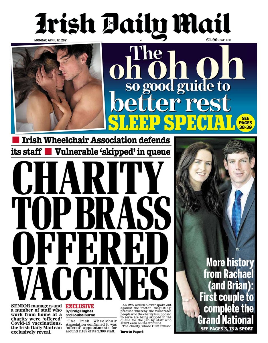 Management and staff working from home were among those "offered" vaccination ahead of vulnerable service users at the Irish Wheelchair Association.
The CEO, who is also on the board of the Charities Regulator, is refusing to say whether she received the jab or not. https://t.co/s0icyprefl