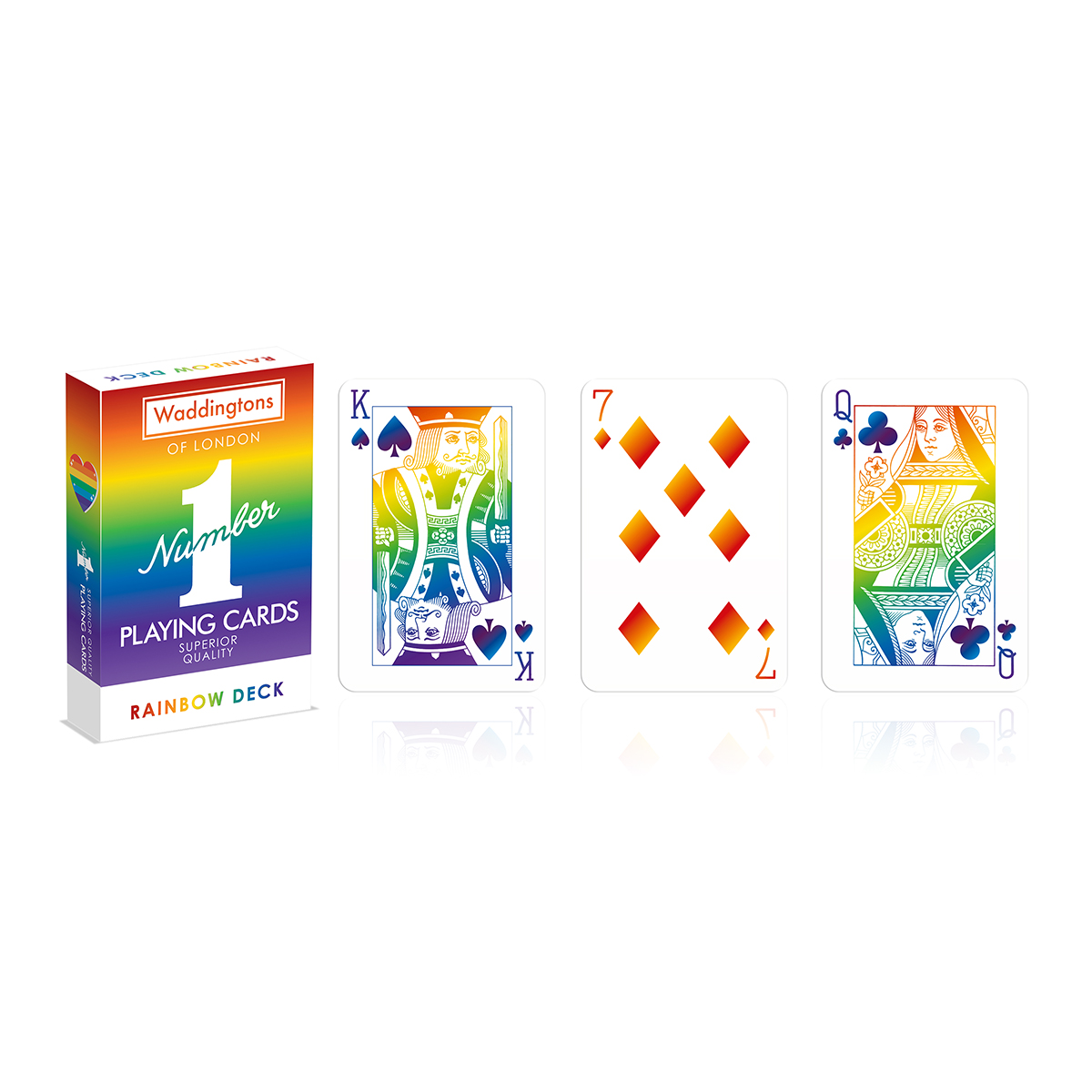 Brighten up your favourite #cardgames with this spectacular #rainbow-coloured edition of #Waddingtons Number 1 playing cards.

Available here:
🇬🇧 UK Store: winningmoves.co.uk