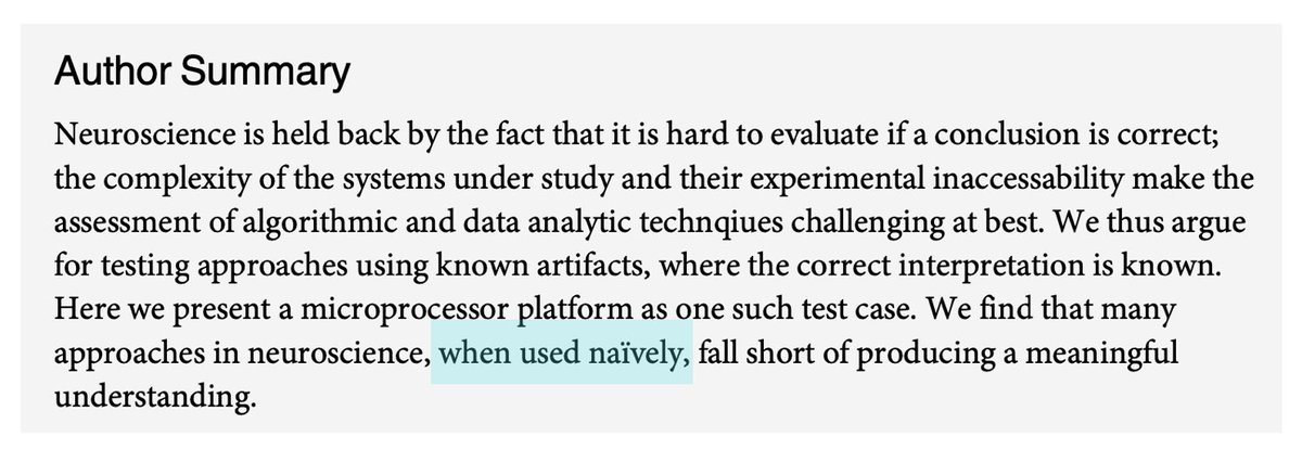 "used naively" is the problem.A large set of neuroscience experiments exist that:1.are hypothesis driven2.control for confounds3.apply techniques correctly, not naively.Resulting in observations one can be confident about, even if the conclusions might change 3/